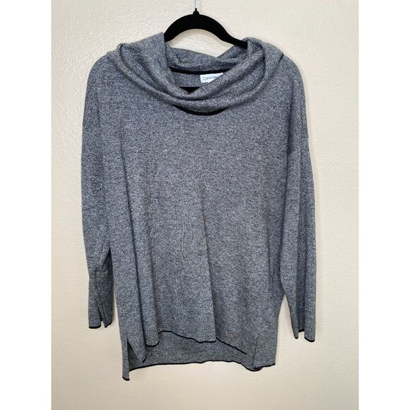Calvin‎ Klein Womens Gray Cowl Neck Acrylic Sweater L Long Sleeve Lightweight - Picture 2 of 8